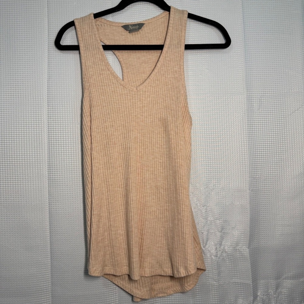 Natural Reflections Tank Top M Peach Ribbed Racerback V-Neck - Picture 1 of 4